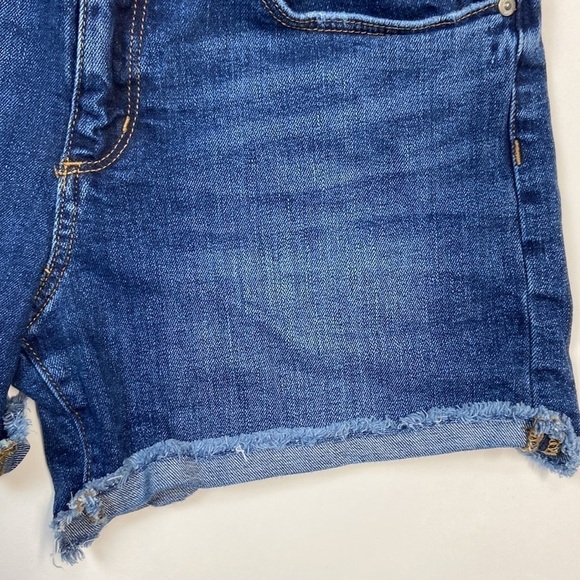 Loft High Rise Shortie Raw Hem Rolled 4 inch inseam denim jean shorts - Picture 14 of 15
